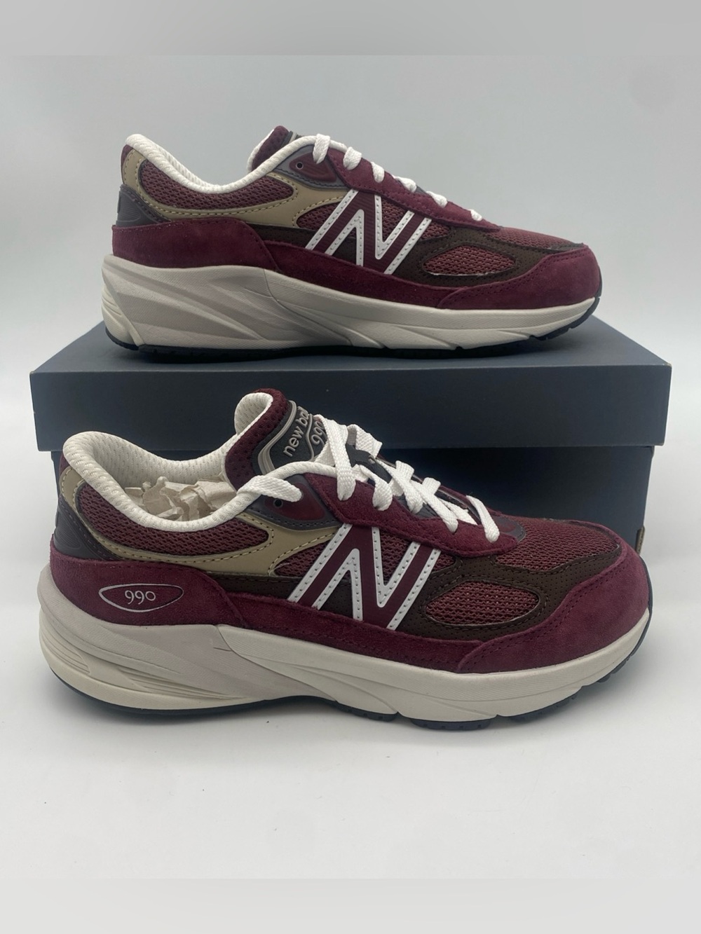 New Balance FuelCell 990 v6 Purple Brown Kids Sneakers Shoes Size 2 PC990BT6